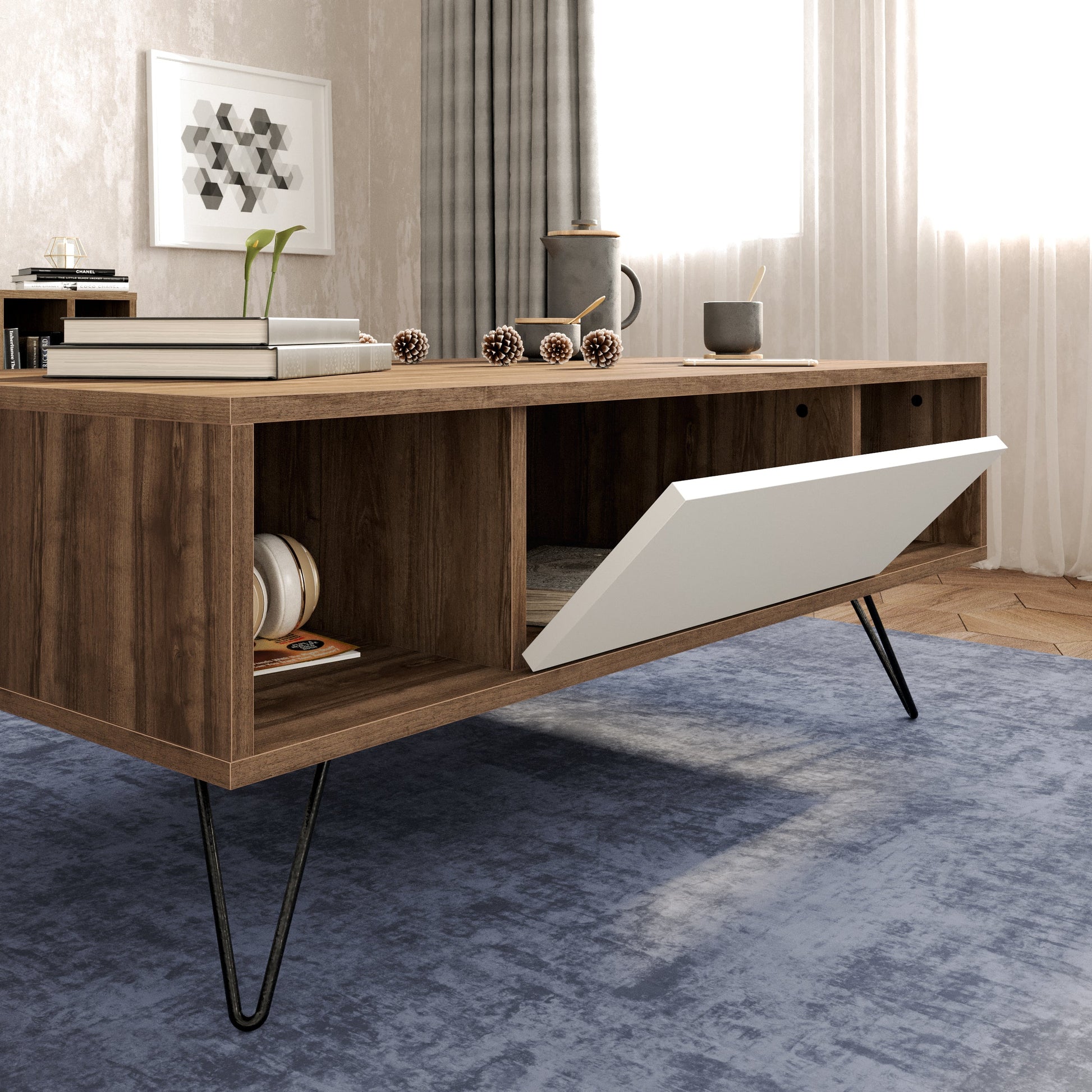 Mistico Coffee Table - Walnut & White by DECOROTIKA | Souqify
