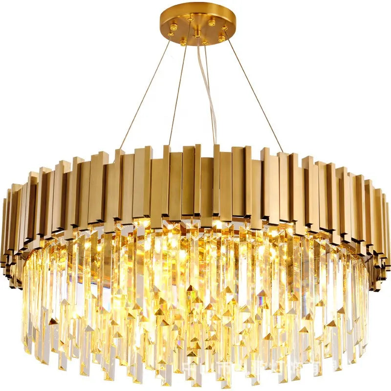 Modern Chandelier Ceiling Light Modern Crystal Chandelier Gold Round Cake Lamp Pendant Light for Hotel Villa Crystal LED by Zhongsan | Souqify