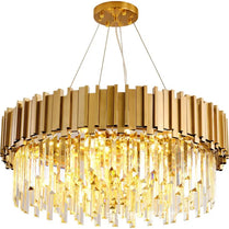 Modern Chandelier Ceiling Light Modern Crystal Chandelier Gold Round Cake Lamp Pendant Light for Hotel Villa Crystal LED by Zhongsan | Souqify