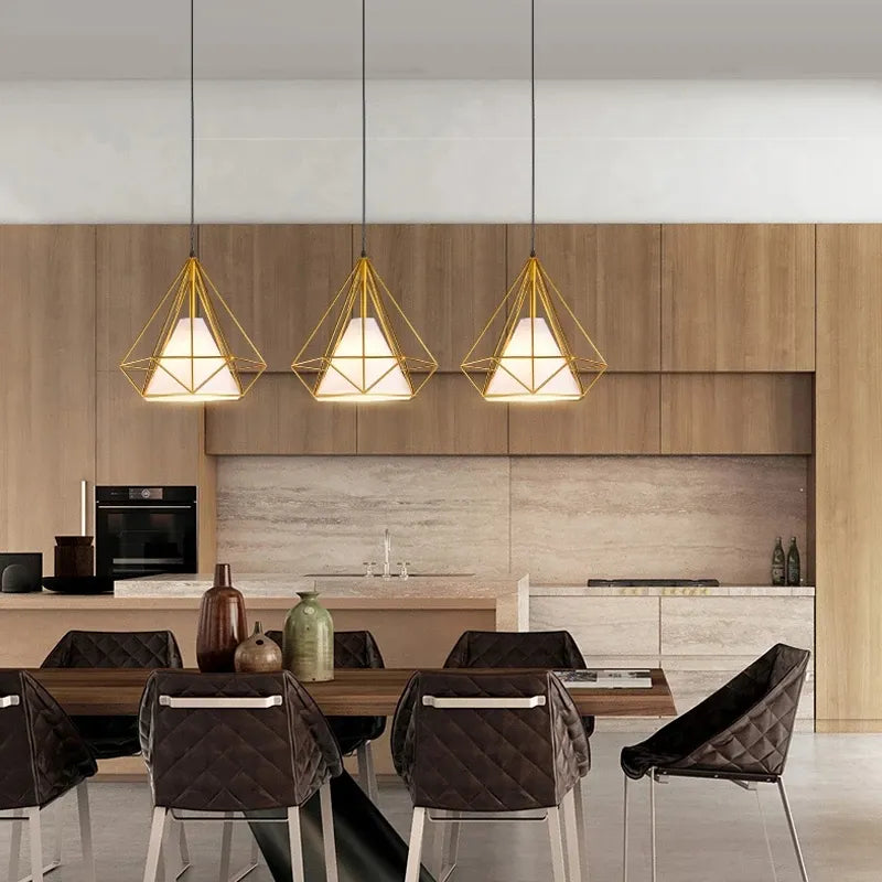 Modern chandelier interior lighting Nordic simple chandelier retro dining table kitchen island hanging lamp dining room lamp E27 by Zhongsan | Souqify