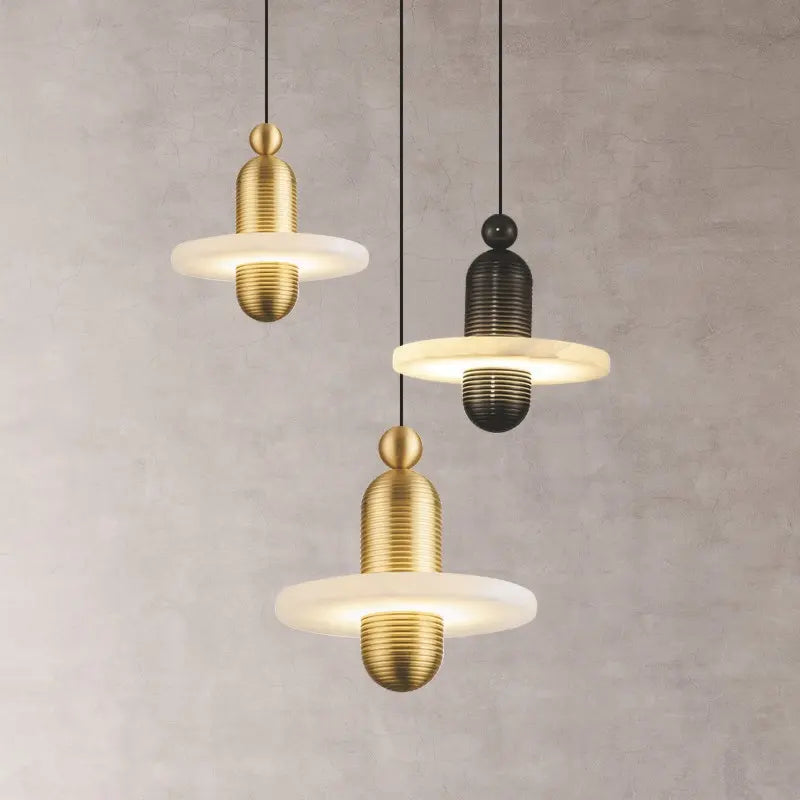 Modern chandelier Natural Marble LED Pendant Lights Aluminum Drop For Dinging Room Hotel Bedside Hanging Lamp Cord Adjustable by Zhongsan | Souqify