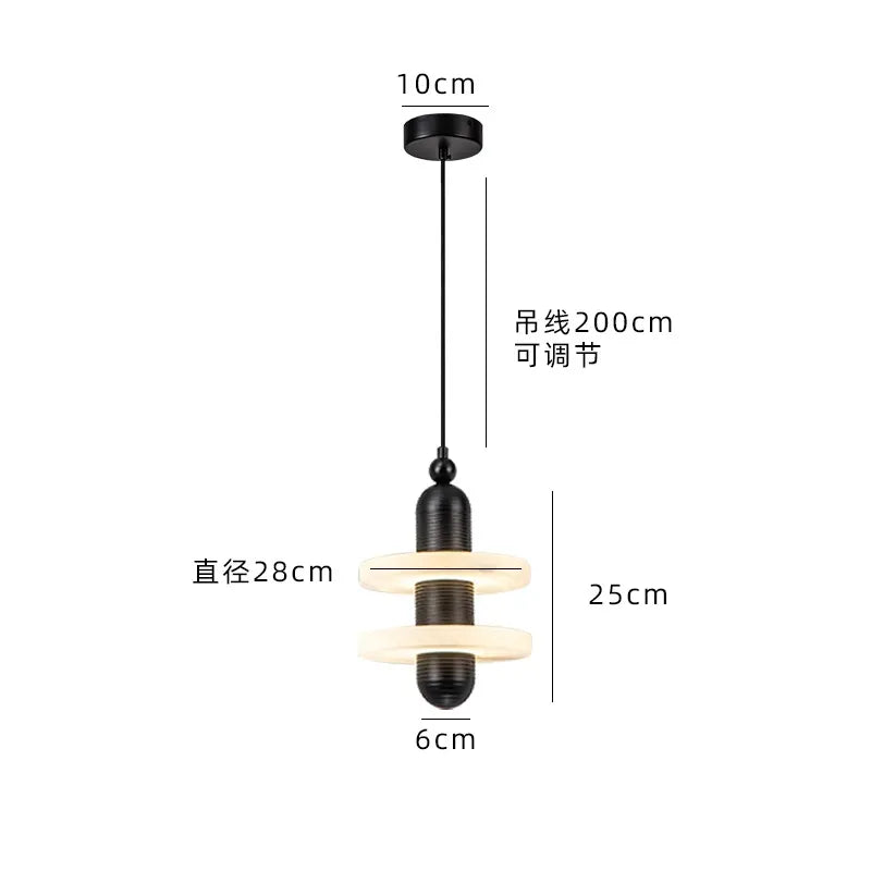 Modern chandelier Natural Marble LED Pendant Lights Aluminum Drop For Dinging Room Hotel Bedside Hanging Lamp Cord Adjustable by Zhongsan | Souqify