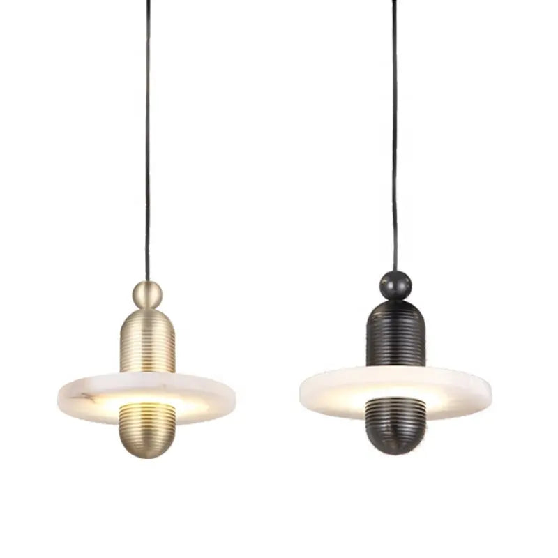 Modern chandelier Natural Marble LED Pendant Lights Aluminum Drop For Dinging Room Hotel Bedside Hanging Lamp Cord Adjustable by Zhongsan | Souqify