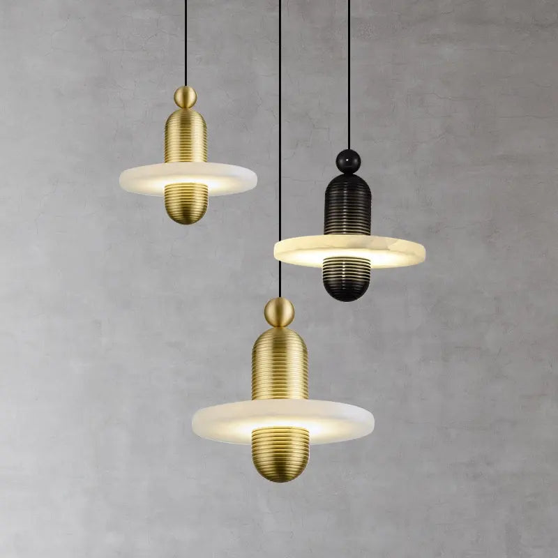 Modern chandelier Natural Marble LED Pendant Lights Aluminum Drop For Dinging Room Hotel Bedside Hanging Lamp Cord Adjustable by Zhongsan | Souqify