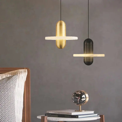 Modern chandelier Natural Marble LED Pendant Lights Aluminum Drop For Dinging Room Hotel Bedside Hanging Lamp Cord Adjustable by Zhongsan | Souqify