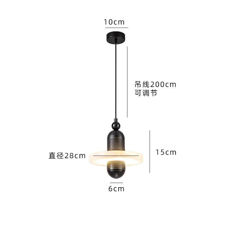 Modern chandelier Natural Marble LED Pendant Lights Aluminum Drop For Dinging Room Hotel Bedside Hanging Lamp Cord Adjustable by Zhongsan | Souqify