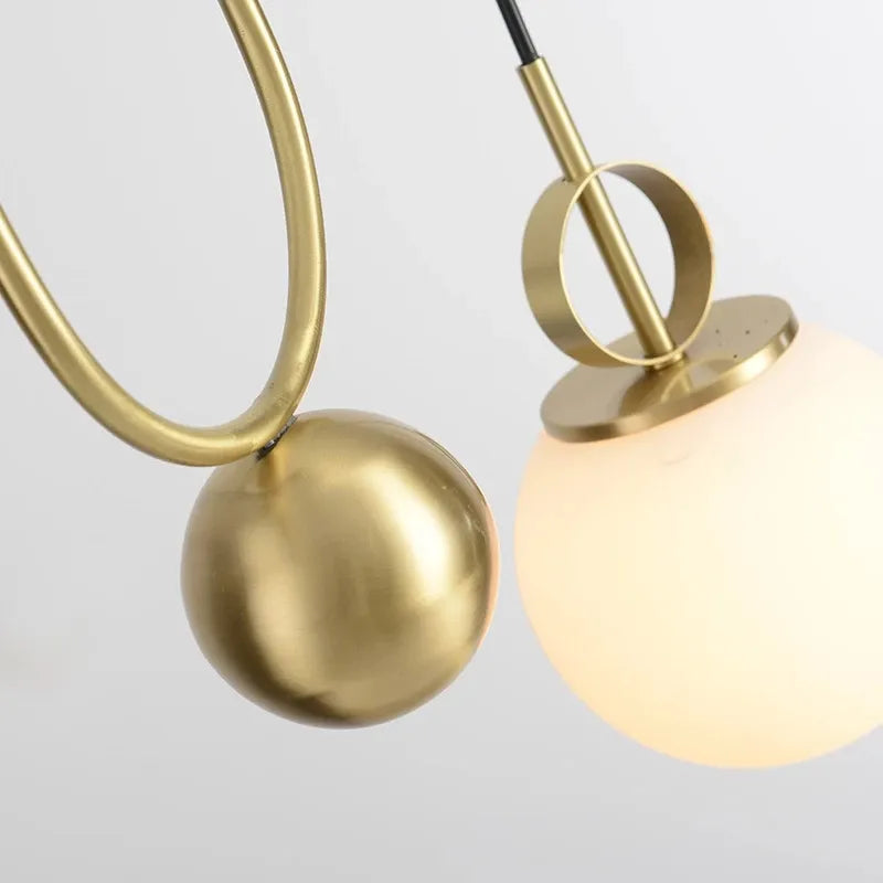 Modern Golden Glass Ball Pendant Lamps Fixture Luminaire Lift Hanging Lights Bedroom Decoration Lighting Bedside Living Room by Zhongsan | Souqify