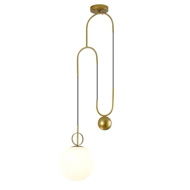 Modern Golden Glass Ball Pendant Lamps Fixture Luminaire Lift Hanging Lights Bedroom Decoration Lighting Bedside Living Room by Zhongsan | Souqify