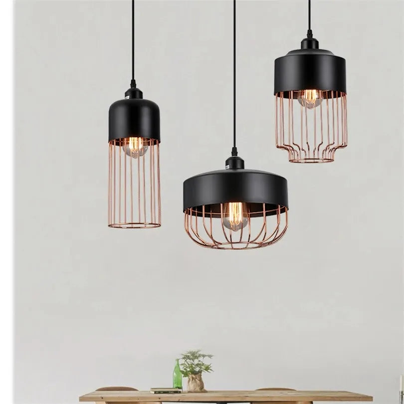 Modern Industrial Vintage LED Pendant Lamp Edison Loft Black Iron Hanging Light Fixtures Retro Droplight Deco Indoor Lighting by Zhongsan | Souqify