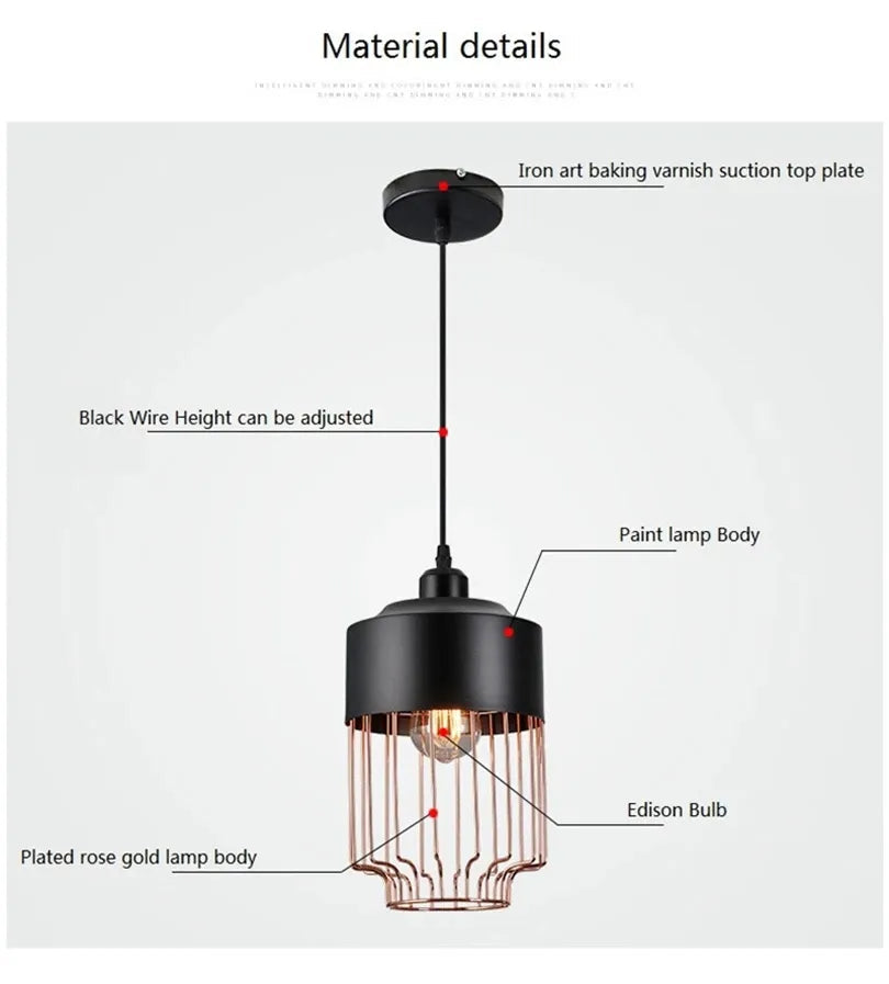 Modern Industrial Vintage LED Pendant Lamp Edison Loft Black Iron Hanging Light Fixtures Retro Droplight Deco Indoor Lighting by Zhongsan | Souqify