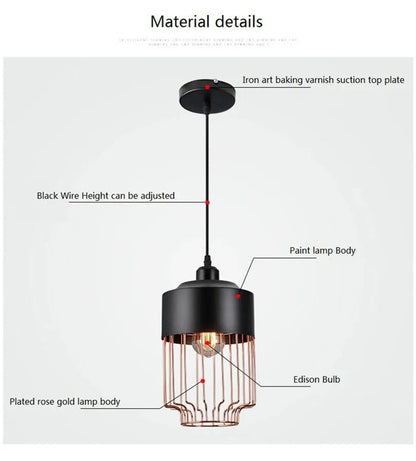 Modern Industrial Vintage LED Pendant Lamp Edison Loft Black Iron Hanging Light Fixtures Retro Droplight Deco Indoor Lighting by Zhongsan | Souqify