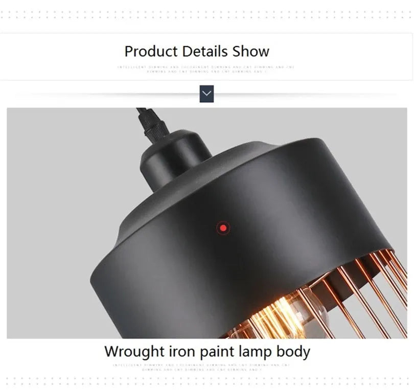Modern Industrial Vintage LED Pendant Lamp Edison Loft Black Iron Hanging Light Fixtures Retro Droplight Deco Indoor Lighting by Zhongsan | Souqify