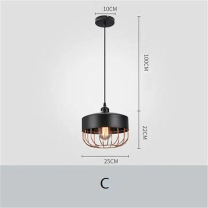 Modern Industrial Vintage LED Pendant Lamp Edison Loft Black Iron Hanging Light Fixtures Retro Droplight Deco Indoor Lighting by Zhongsan | Souqify