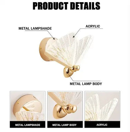 Modern LED Butterfly Wall Lamp Indoor Lighting Acrylic Lampshade Wall lights For Bedside Bedroom Sconces Home Decoration by Zhongsan | Souqify