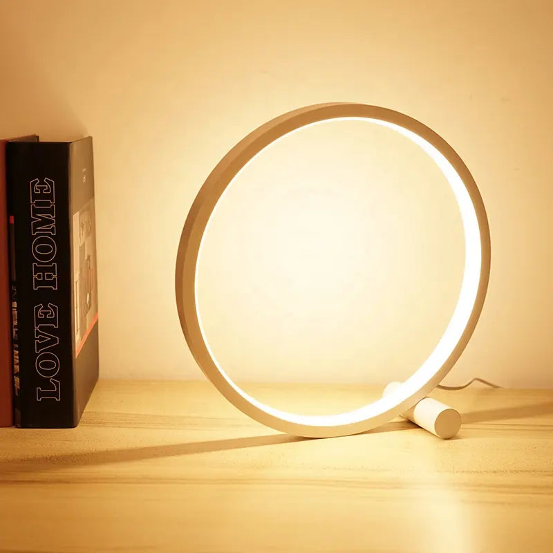Modern LED Table Lamp Bedroom Circular Desk Lamps For Living Room Black/White Dimmable Bedside Lamp Round Night Light Decoration by Zhongsan | Souqify