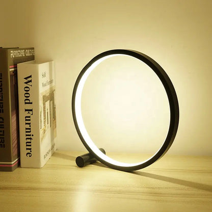 Modern LED Table Lamp Bedroom Circular Desk Lamps For Living Room Black/White Dimmable Bedside Lamp Round Night Light Decoration by Zhongsan | Souqify