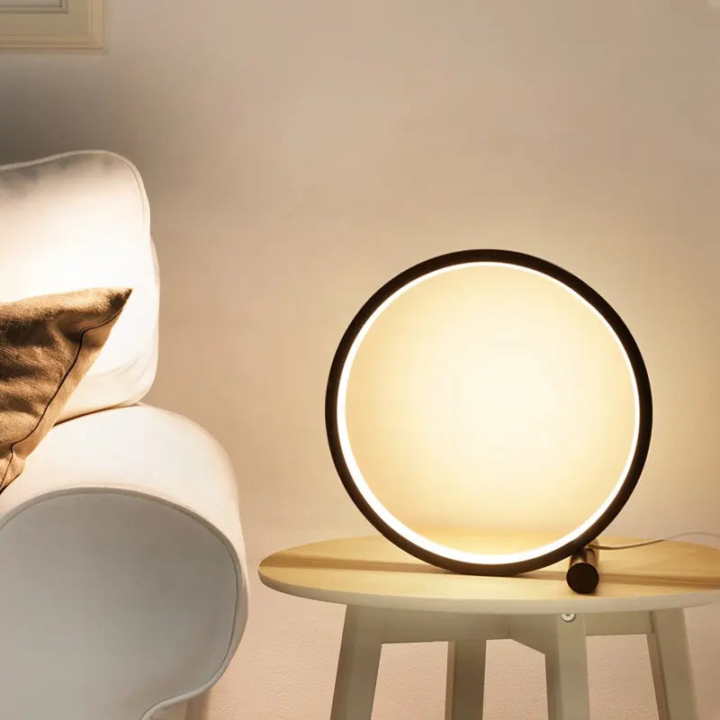 Modern LED Table Lamp Bedroom Circular Desk Lamps For Living Room Black/White Dimmable Bedside Lamp Round Night Light Decoration by Zhongsan | Souqify