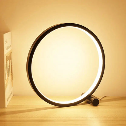 Modern LED Table Lamp Bedroom Circular Desk Lamps For Living Room Black/White Dimmable Bedside Lamp Round Night Light Decoration by Zhongsan | Souqify