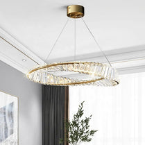 Modern Luxury Crystal Chandelier Ceiling Hanging Lamp Simple Round Chandeliers LED Pendant Lights Gold Pendant Lamp by Zhongsan | Souqify