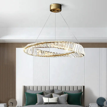 Modern Luxury Crystal Chandelier Ceiling Hanging Lamp Simple Round Chandeliers LED Pendant Lights Gold Pendant Lamp by Zhongsan | Souqify