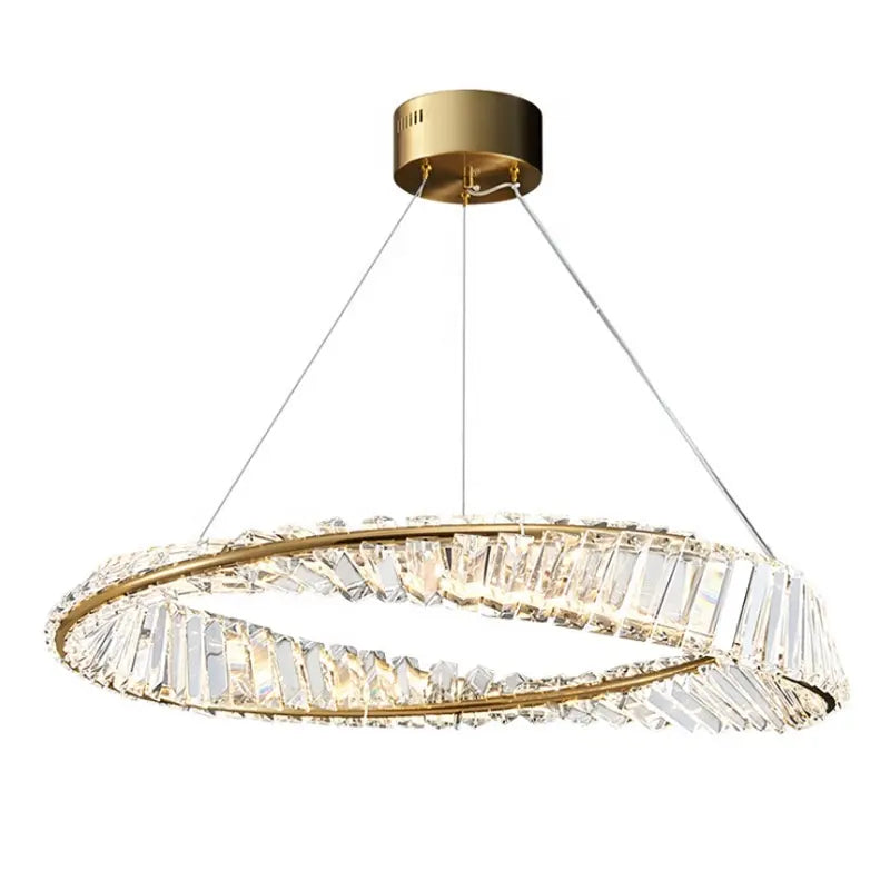 Modern Luxury Crystal Chandelier Ceiling Hanging Lamp Simple Round Chandeliers LED Pendant Lights Gold Pendant Lamp by Zhongsan | Souqify