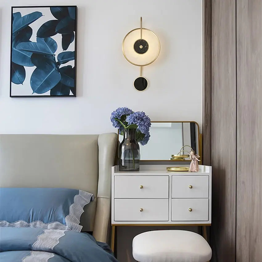 Modern marble copper wall lamp Nordic creative living room bedroom bedside wall light restaurant Aisle indoor lighting fixtures by Zhongsan | Souqify