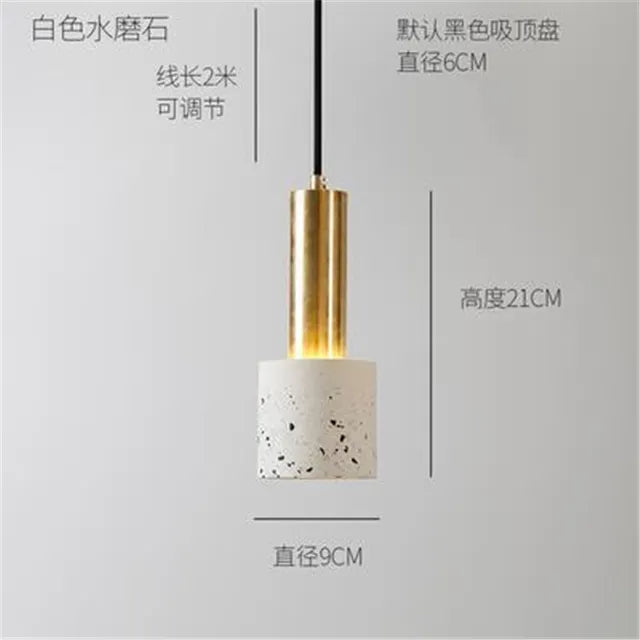 Modern Minimalist Terrazzo Cement Pendant Light Concrete Hanging Lamp Marble Light Nordic Restaurant Bedside Corridor Luminaire by Zhongsan | Souqify
