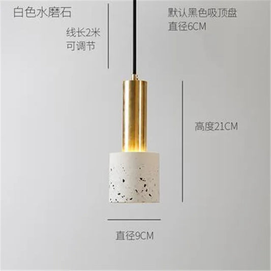 Modern Minimalist Terrazzo Cement Pendant Light Concrete Hanging Lamp Marble Light Nordic Restaurant Bedside Corridor Luminaire by Zhongsan | Souqify