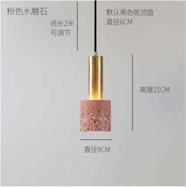 Modern Minimalist Terrazzo Cement Pendant Light Concrete Hanging Lamp Marble Light Nordic Restaurant Bedside Corridor Luminaire by Zhongsan | Souqify