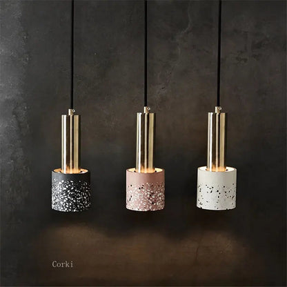 Modern Minimalist Terrazzo Cement Pendant Light Concrete Hanging Lamp Marble Light Nordic Restaurant Bedside Corridor Luminaire by Zhongsan | Souqify