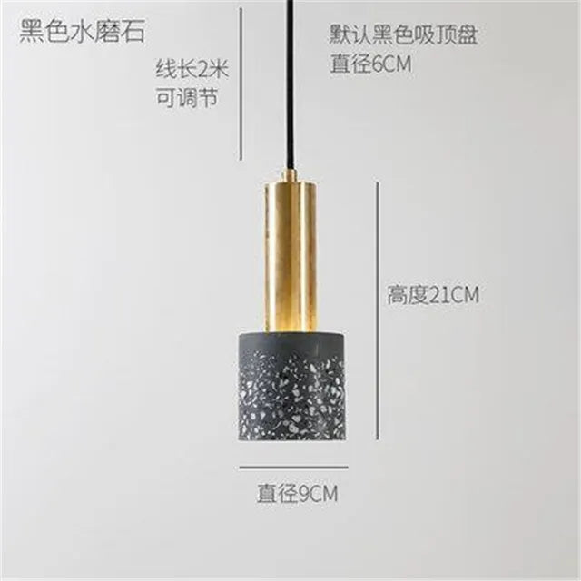Modern Minimalist Terrazzo Cement Pendant Light Concrete Hanging Lamp Marble Light Nordic Restaurant Bedside Corridor Luminaire by Zhongsan | Souqify