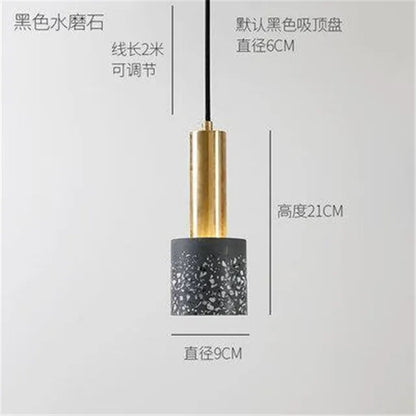 Modern Minimalist Terrazzo Cement Pendant Light Concrete Hanging Lamp Marble Light Nordic Restaurant Bedside Corridor Luminaire by Zhongsan | Souqify