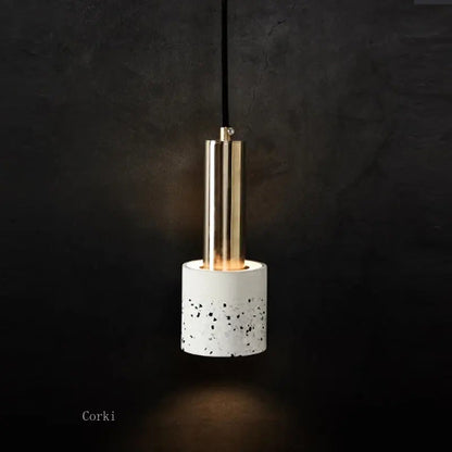 Modern Minimalist Terrazzo Cement Pendant Light Concrete Hanging Lamp Marble Light Nordic Restaurant Bedside Corridor Luminaire by Zhongsan | Souqify