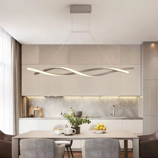 Modern Pendant Light for Kitchen Bar suspension 110V 220V Aluminum Wave Avize Lustre Pendant Lamp for Dining room Office by Zhongsan | Souqify