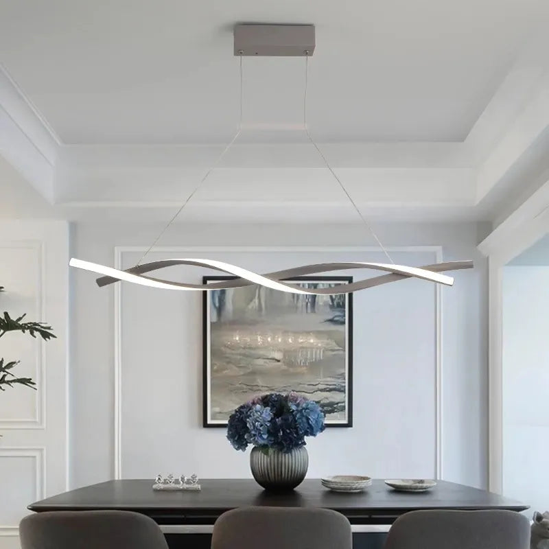 Modern Pendant Light for Kitchen Bar suspension 110V 220V Aluminum Wave Avize Lustre Pendant Lamp for Dining room Office by Zhongsan | Souqify