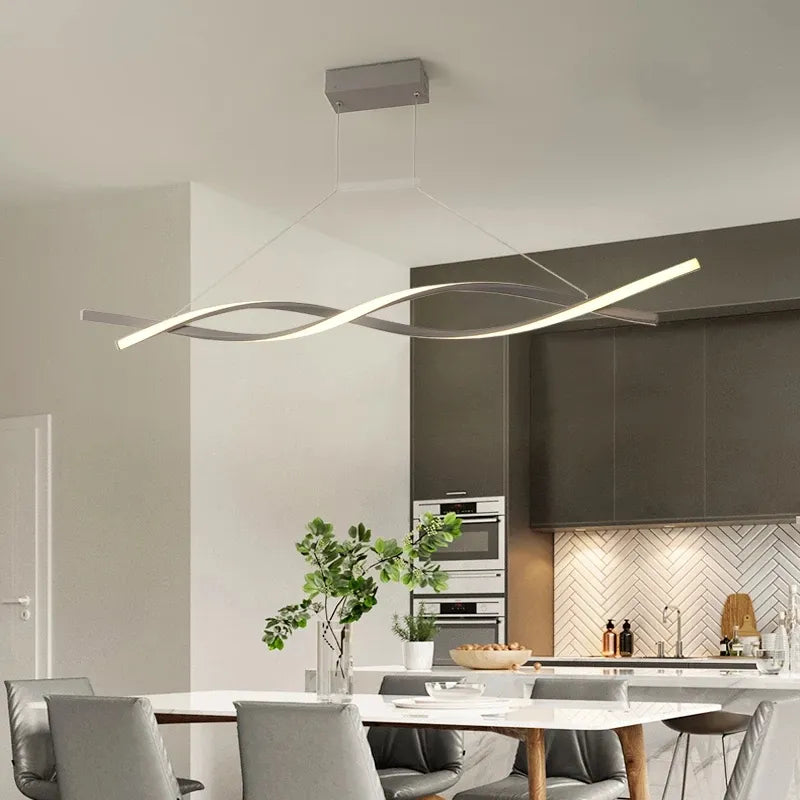 Modern Pendant Light for Kitchen Bar suspension 110V 220V Aluminum Wave Avize Lustre Pendant Lamp for Dining room Office by Zhongsan | Souqify