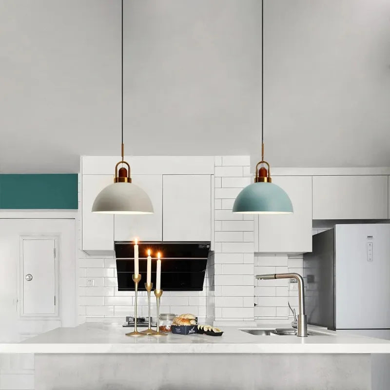 Modern Pendant Lights Nordic Light Iron Colorful Led Hanging Lamp Restaurant Coffee Bedroom E27 Led Light by Zhongsan | Souqify