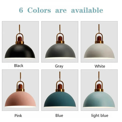 Modern Pendant Lights Nordic Light Iron Colorful Led Hanging Lamp Restaurant Coffee Bedroom E27 Led Light by Zhongsan | Souqify