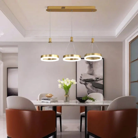 Modern remote control acrylic Dimmable Pendant Lights with three heads ring for living room Kitchen indoor led lighting decor by Zhongsan | Souqify