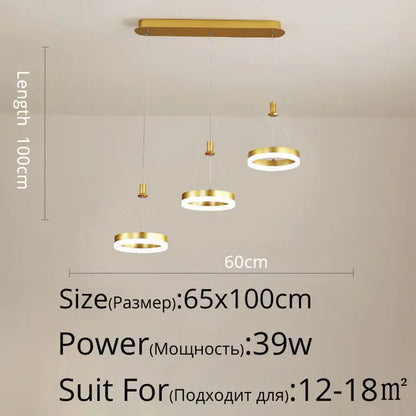 Modern remote control acrylic Dimmable Pendant Lights with three heads ring for living room Kitchen indoor led lighting decor by Zhongsan | Souqify