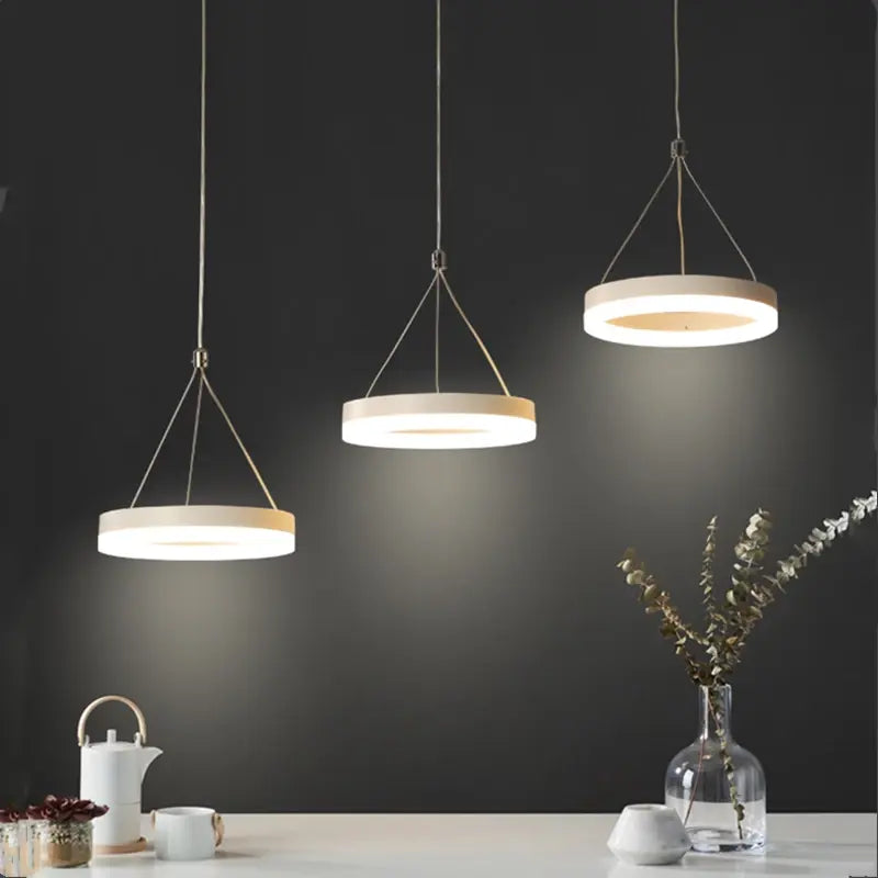 Modern remote control acrylic Dimmable Pendant Lights with three heads ring for living room Kitchen indoor led lighting decor by Zhongsan | Souqify
