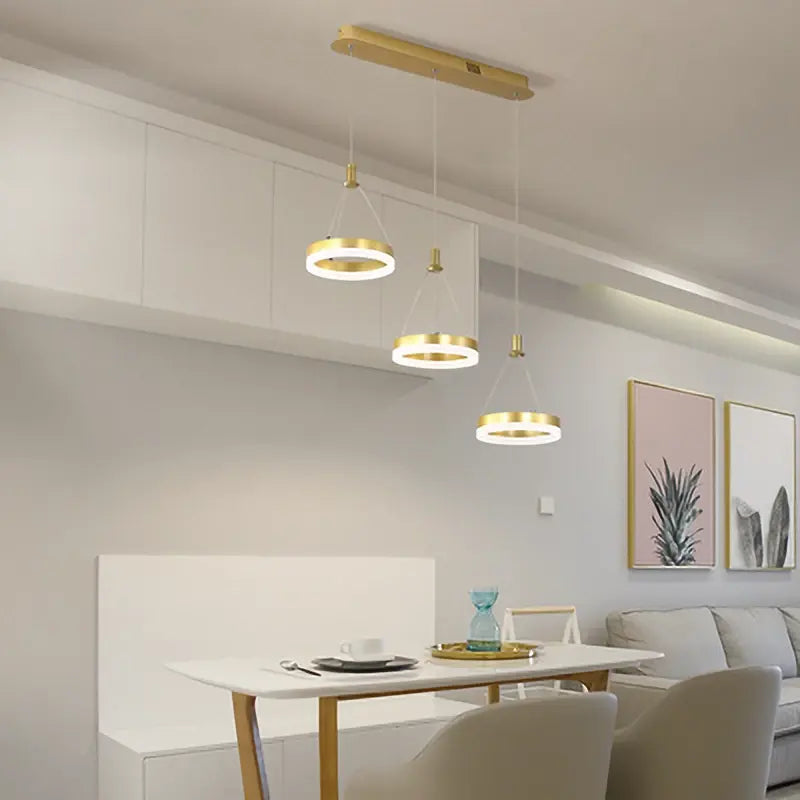 Modern remote control acrylic Dimmable Pendant Lights with three heads ring for living room Kitchen indoor led lighting decor by Zhongsan | Souqify