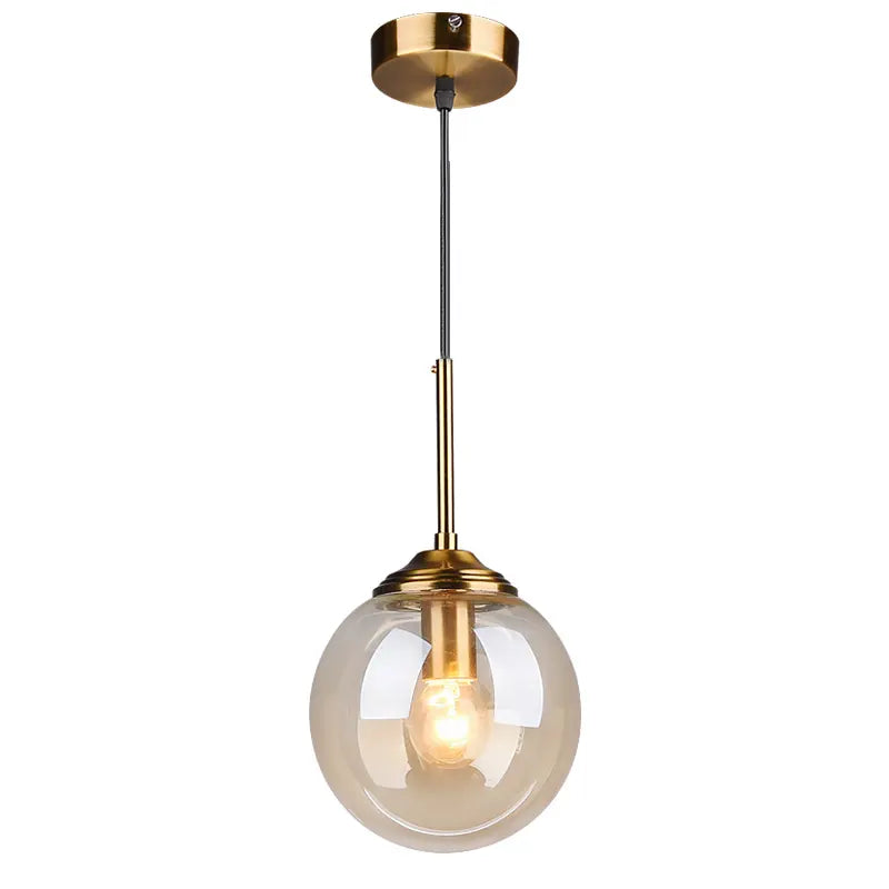 Modern small glass ball pendant light Restaurant Bar Bedside glass pendant light Dia 15cm Transparent Amber Smoke Gray by Zhongsan | Souqify
