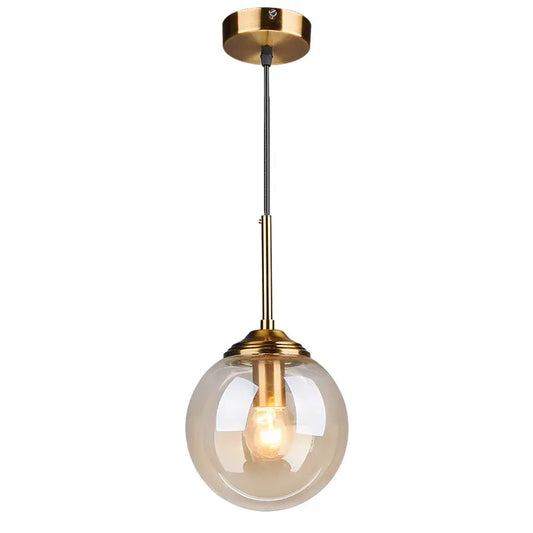 Modern small glass ball pendant light Restaurant Bar Bedside glass pendant light Dia 15cm Transparent Amber Smoke Gray by Zhongsan | Souqify