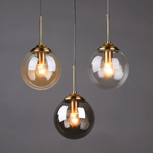 Modern small glass ball pendant light Restaurant Bar Bedside glass pendant light Dia 15cm Transparent Amber Smoke Gray by Zhongsan | Souqify