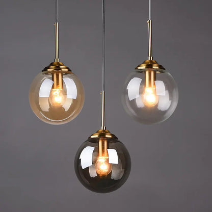 Modern small glass ball pendant light Restaurant Bar Bedside glass pendant light Dia 15cm Transparent Amber Smoke Gray by Zhongsan | Souqify
