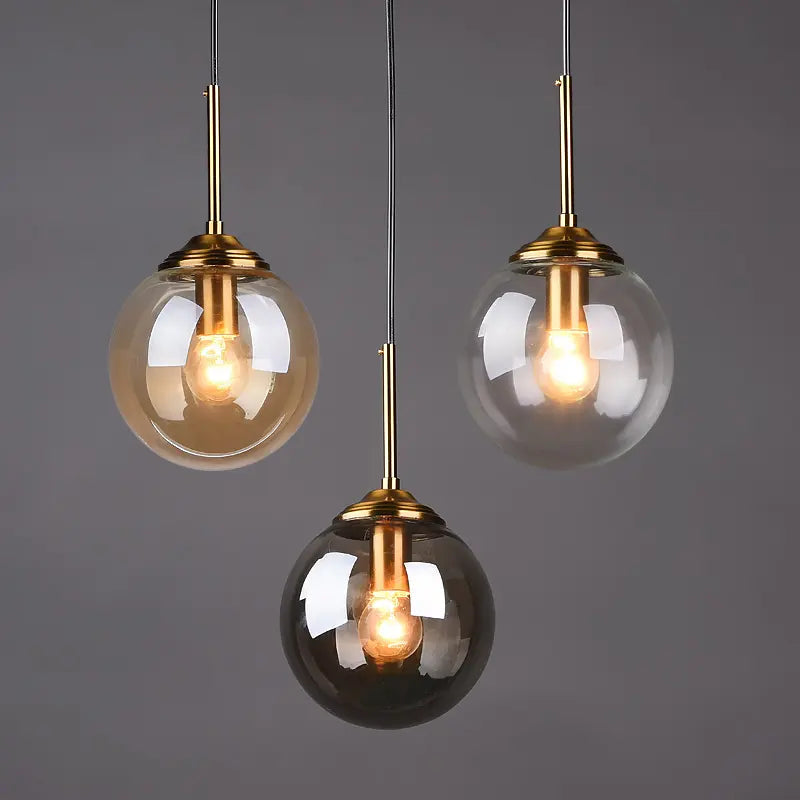 Modern small glass ball pendant light Restaurant Bar Bedside glass pendant light Dia 15cm Transparent Amber Smoke Gray by Zhongsan | Souqify