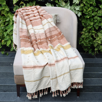 Multicolor Handwoven Throw with fringe 50