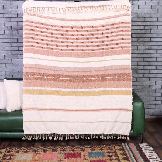 Multicolor Handwoven Throw with fringe 50" x 60" (127 x 172 cm) by Luv Saffron | Souqify