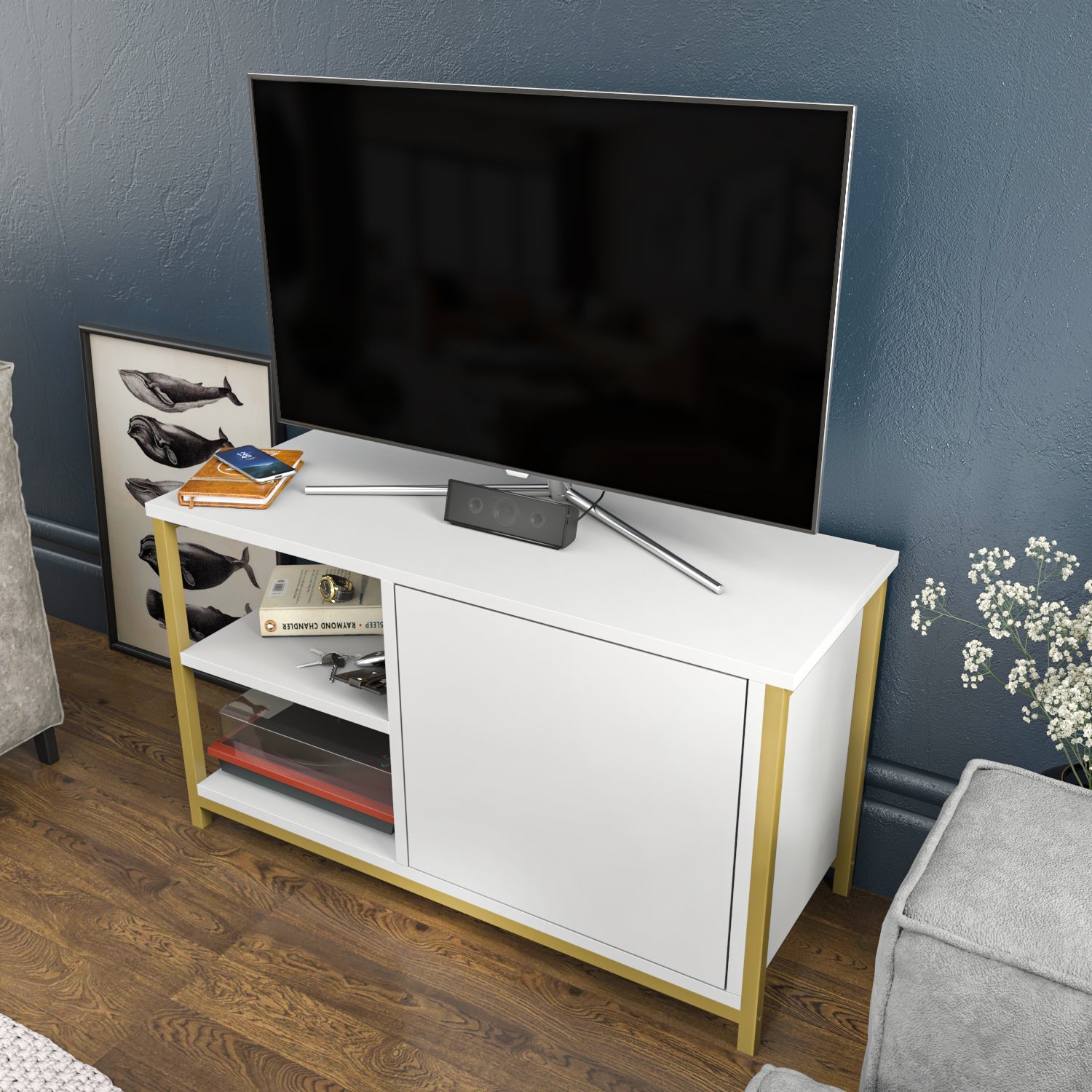 Muskegon TV Unit - Gold -White by DECOROTIKA | Souqify